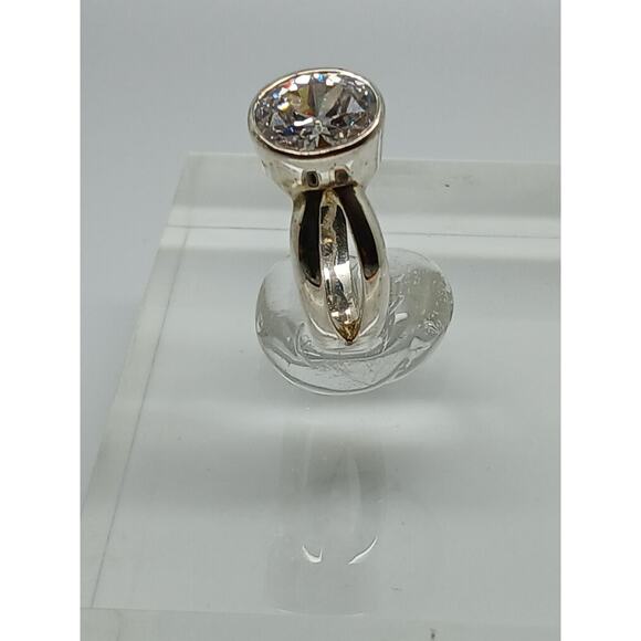 Vintage Sterling Silver Oval Solitaire Engagement Ring Size 9 Estate Jewelry - Picture 7 of 10